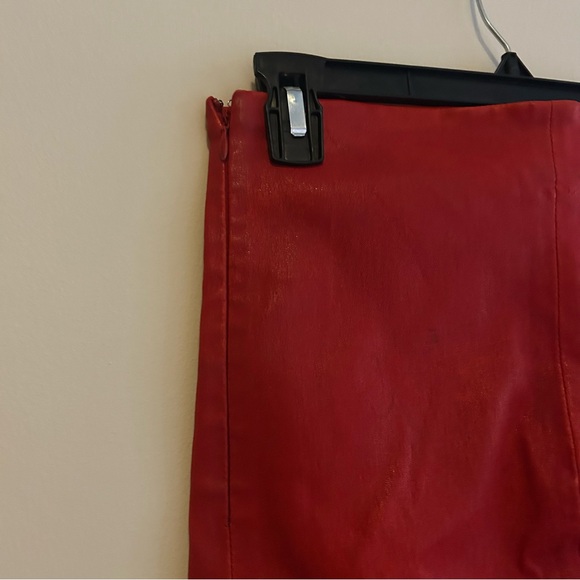 Balenciaga Red Leather Leggings Pull On Zipper Hem Vibrant Bold 38 - Picture 11 of 12